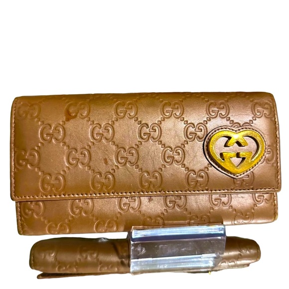 Gucci Handbags - GUCCI Guccissima Continental Heart Wallet Bronze Continental Heart Wallet Bronze